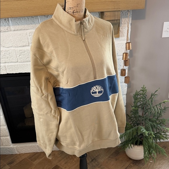 Timberland Other - Timberland Beige and Navy Half-Zip Sweatshirt